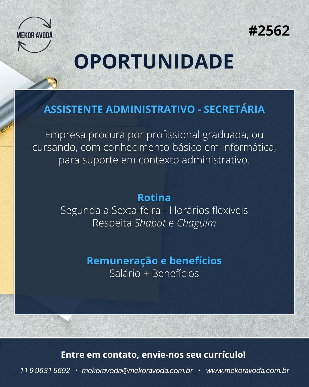 2562 – Assistente Administrativo – Secretária