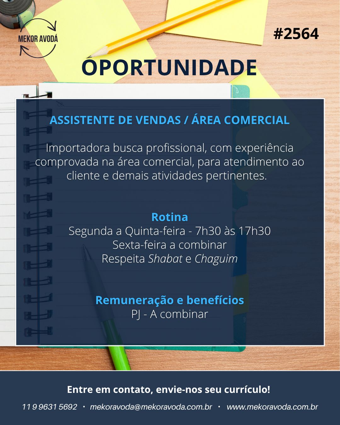 2564 – Assistente de Vendas / Área Comercial